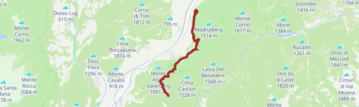 Route map: The Dürer path - Hospice San Floriano to the Lago Santo